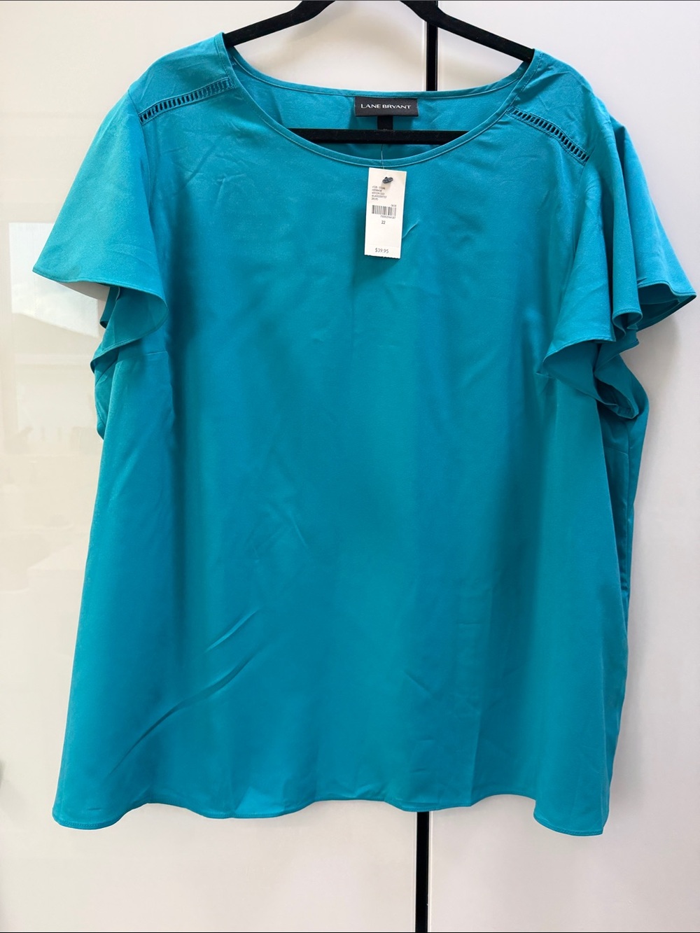 Lane Bryant Teal Ruffle Sleeve Blouse